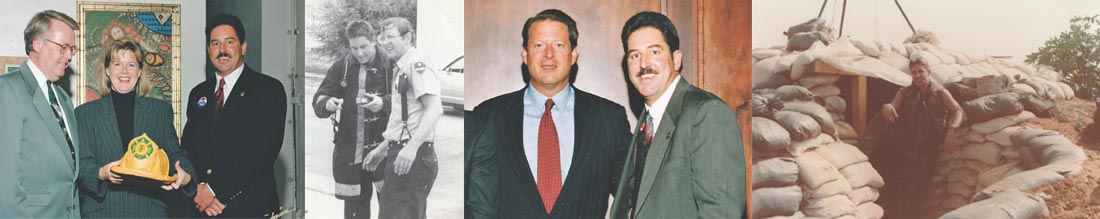 Several photos showing parts of One Marine One Life Foundation director Mark McQuate's life